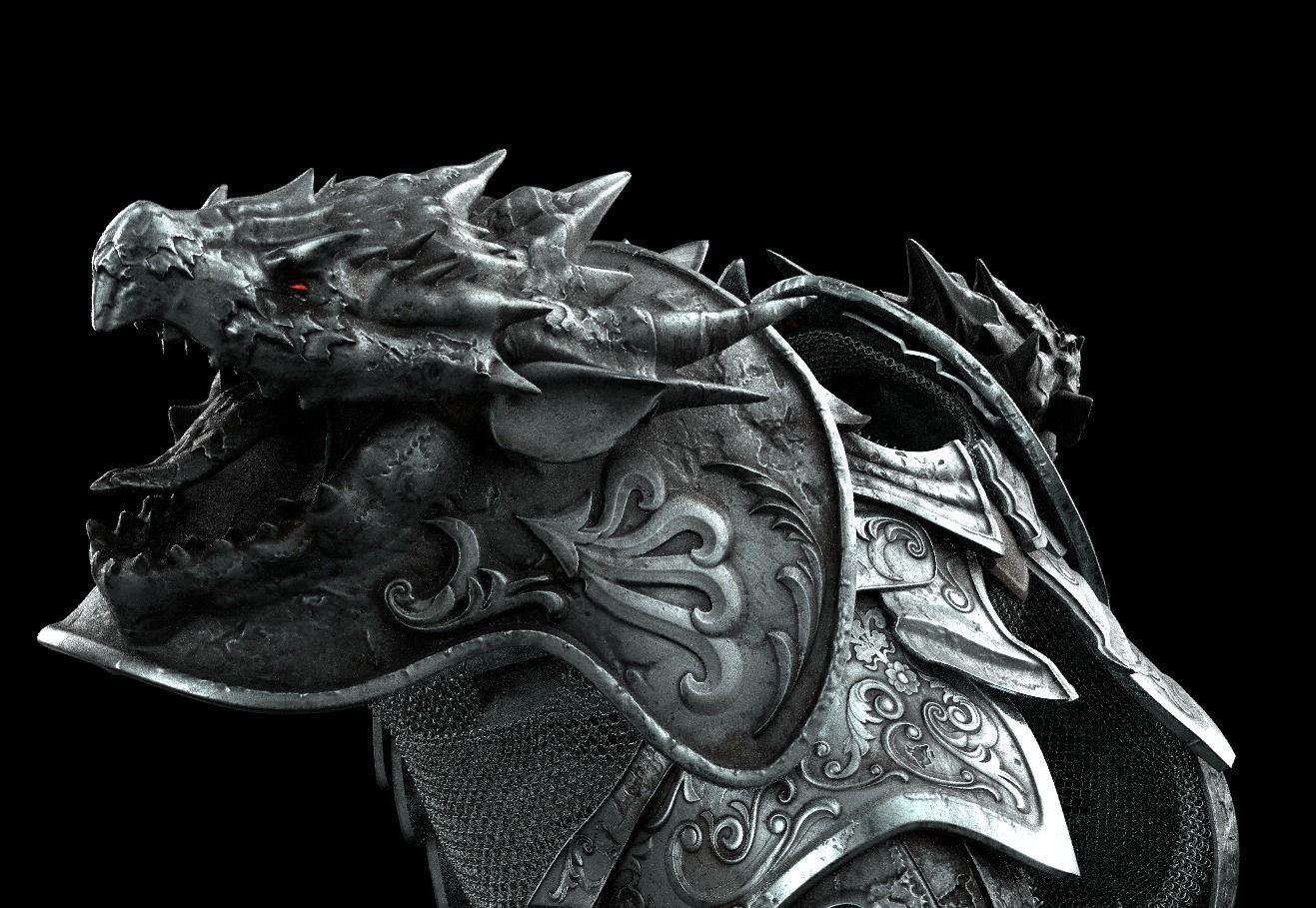 Dragon girl body armor Low-poly 3D model_6