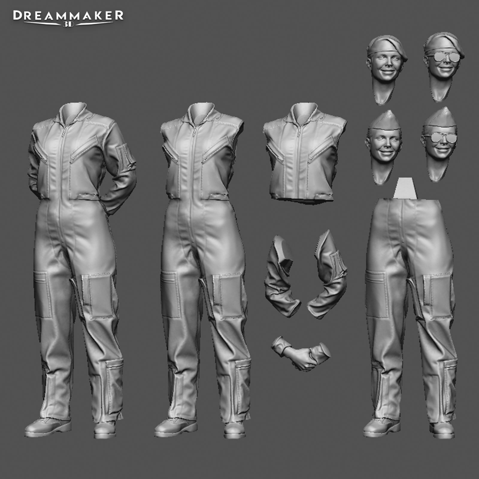 Female Pilot 3D print model_3