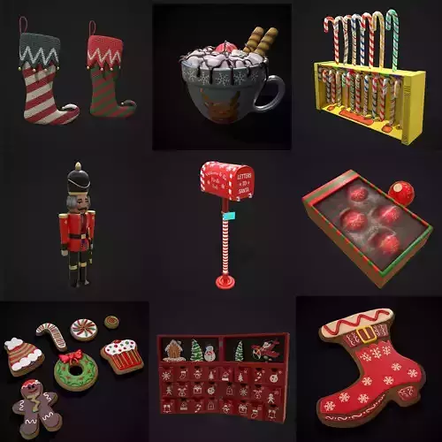 Christmas Prop Mix Four  3D Model Collection
