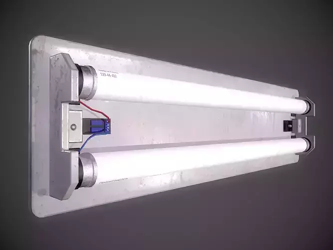 Fluorescent lamp Industrial light bulb wall ceiling lighting Low-poly 3D model