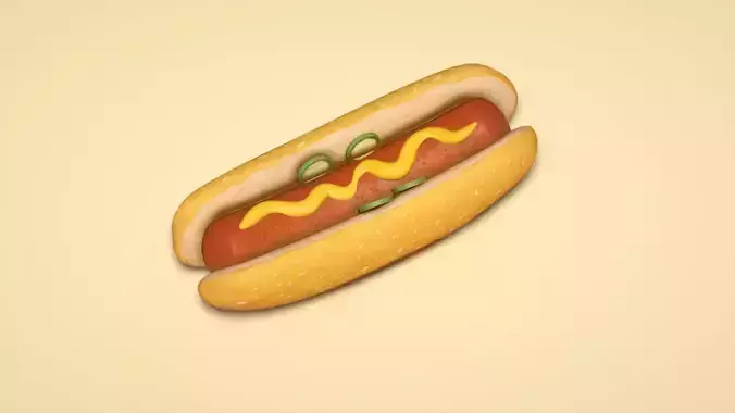 sandwich hot dog food C4D 