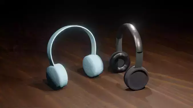 Headphones headphone on wooden table