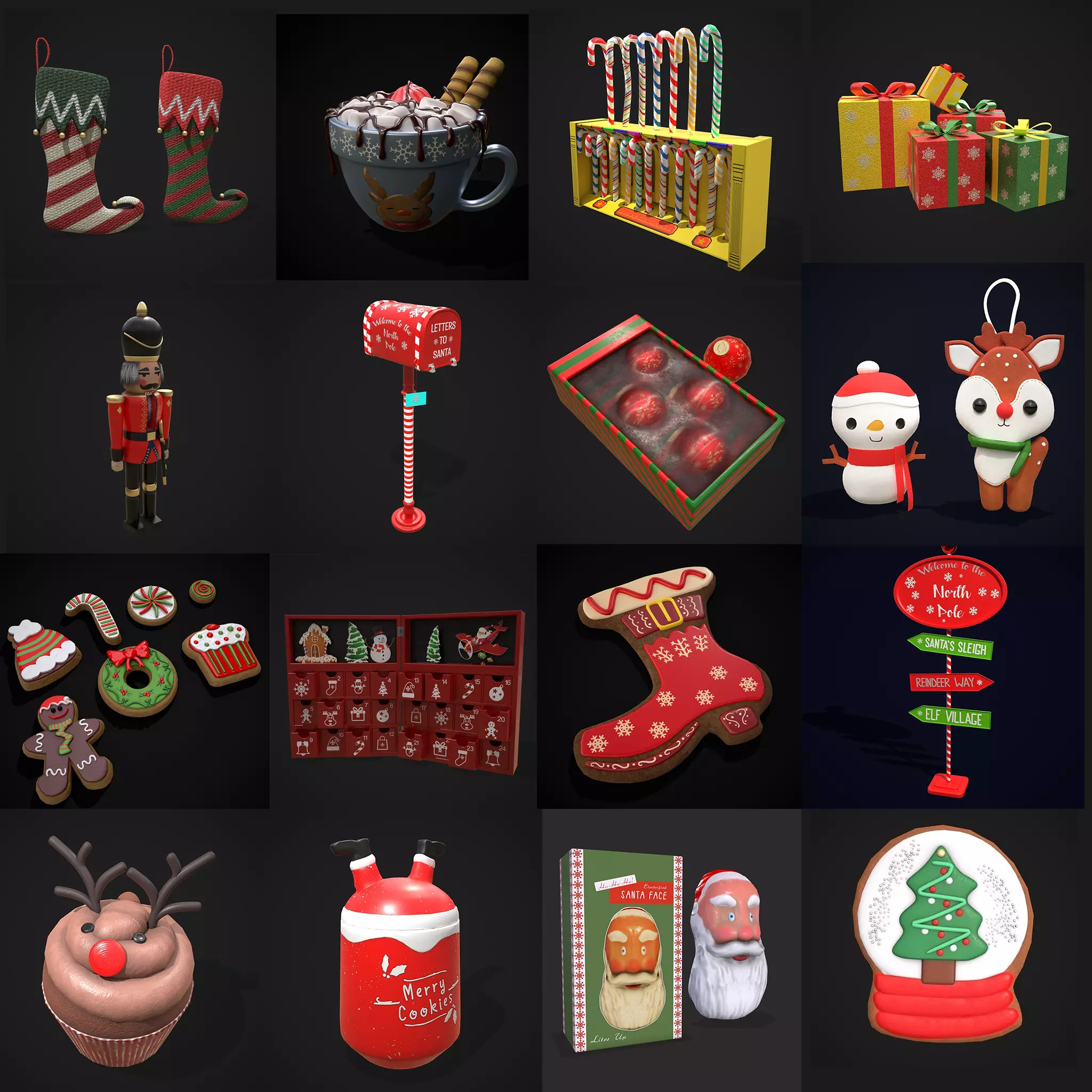Christmas Prop Mix Five 3D Model Collection_0