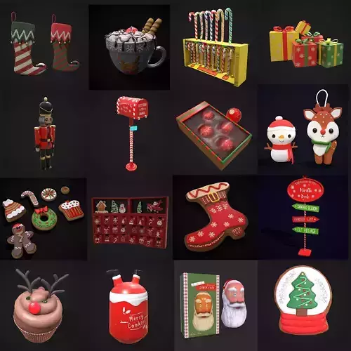 Christmas Prop Mix Five 3D Model Collection