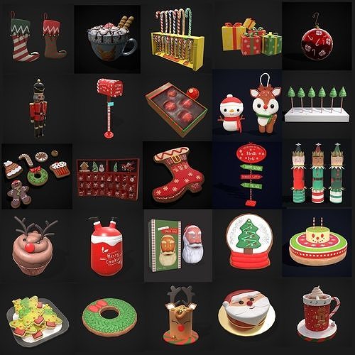 Christmas Prop Mix Six  3D Model Pack 2