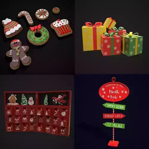 Christmas Prop Mix Seven 3D Model Collection