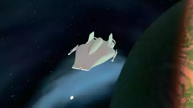 Low-Poly A-Wing spaceship flying in sky 3D print model