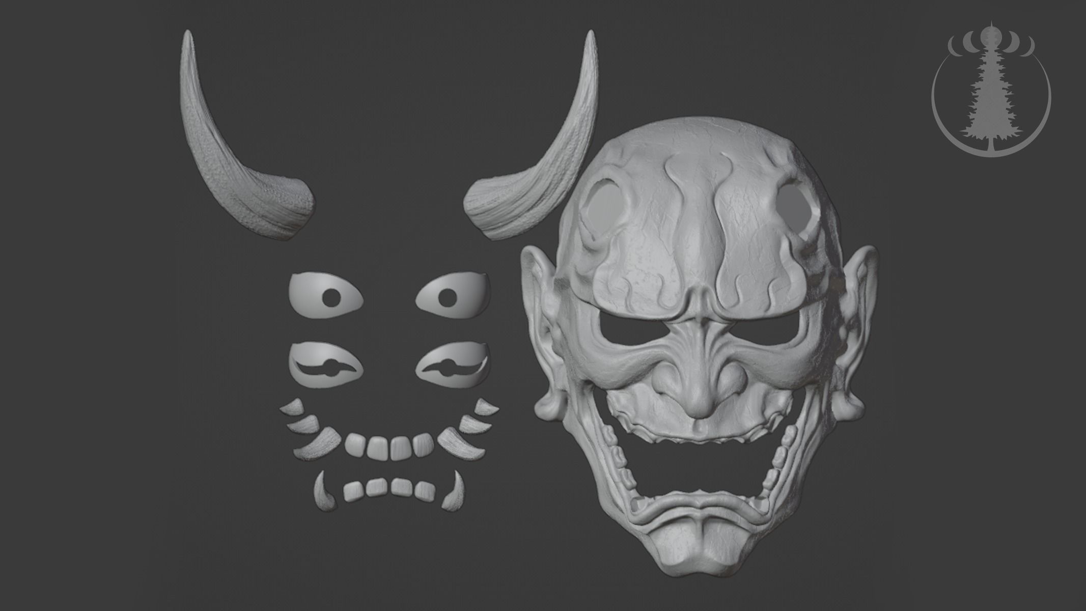 Mask Hannya 3D print model_4