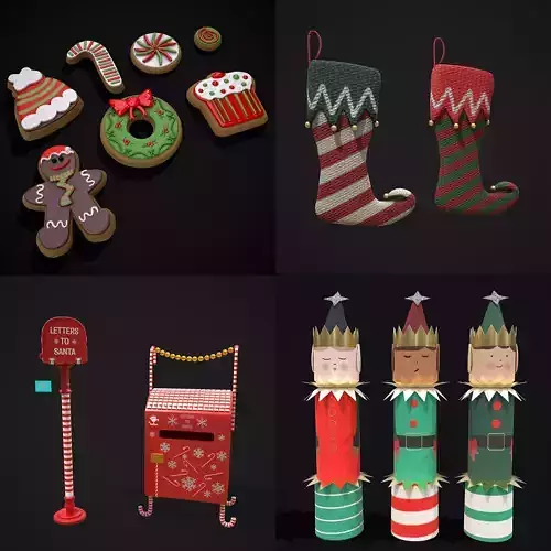 Christmas Prop Mix Nine 3D Model Collection