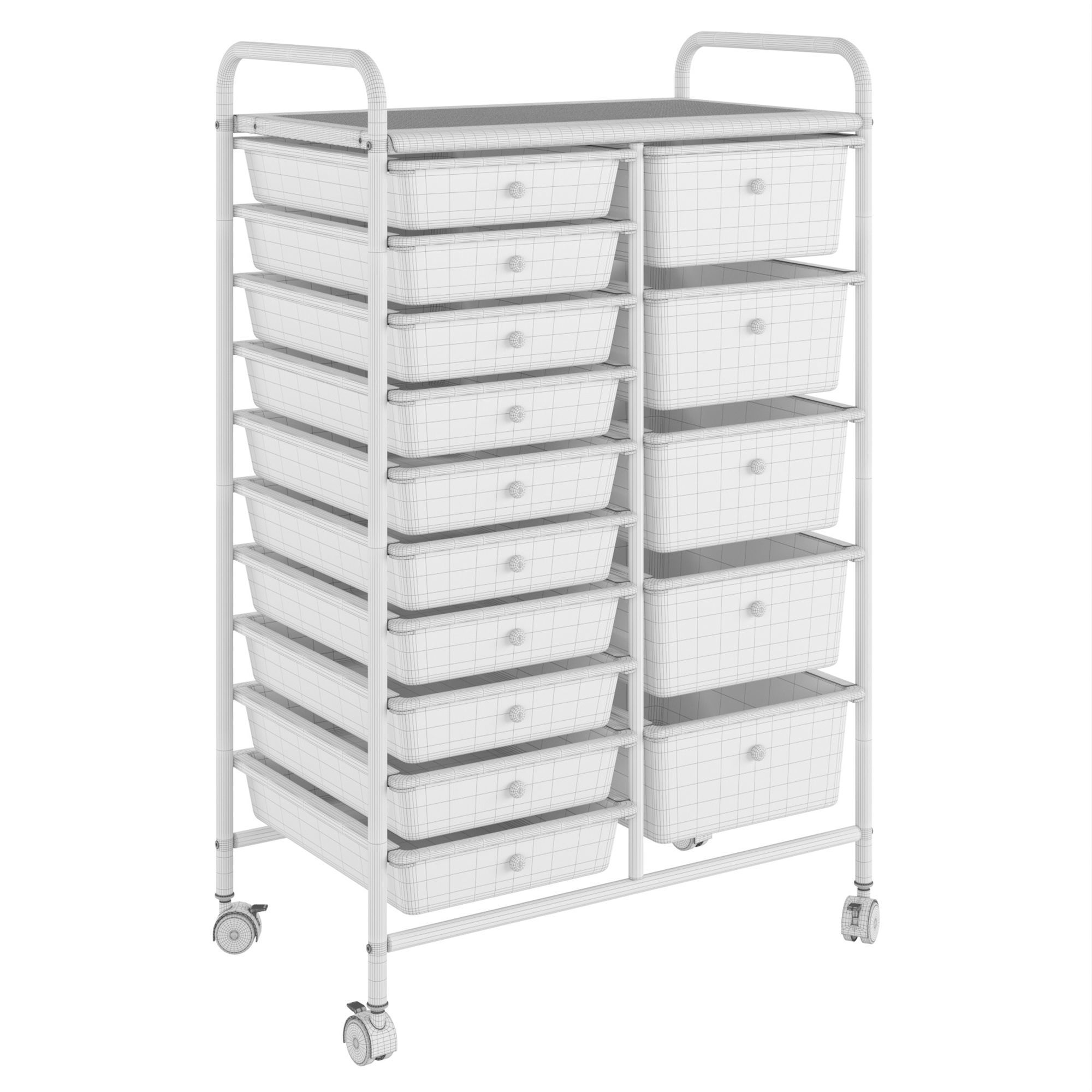 Drawer Rolling Storage Cart 3D model_1