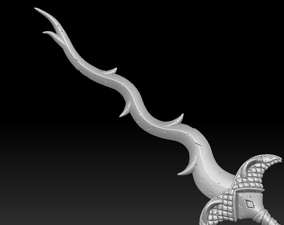 Snake two handed sword 3d print 3D print model_3