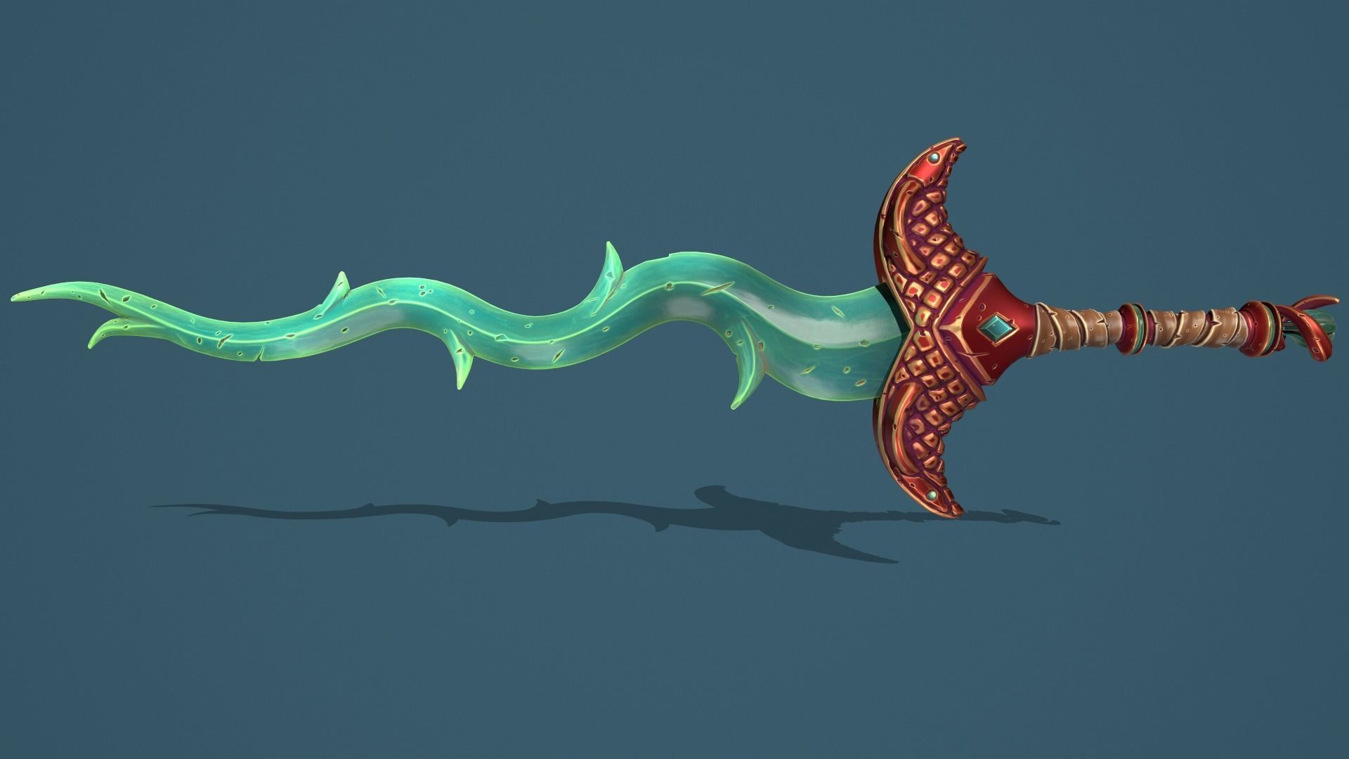 Snake two handed sword 3d print 3D print model_6