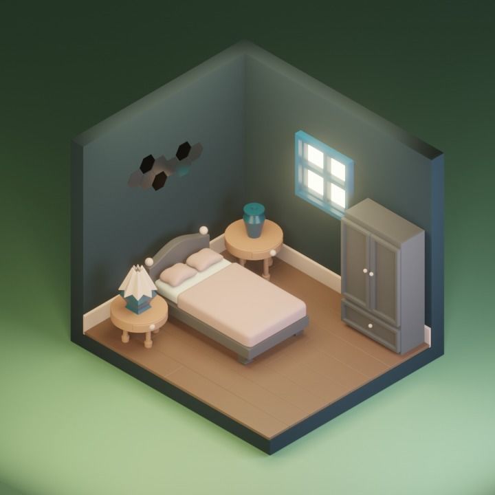 istomatic room with simple design  Low-poly 3D model_1