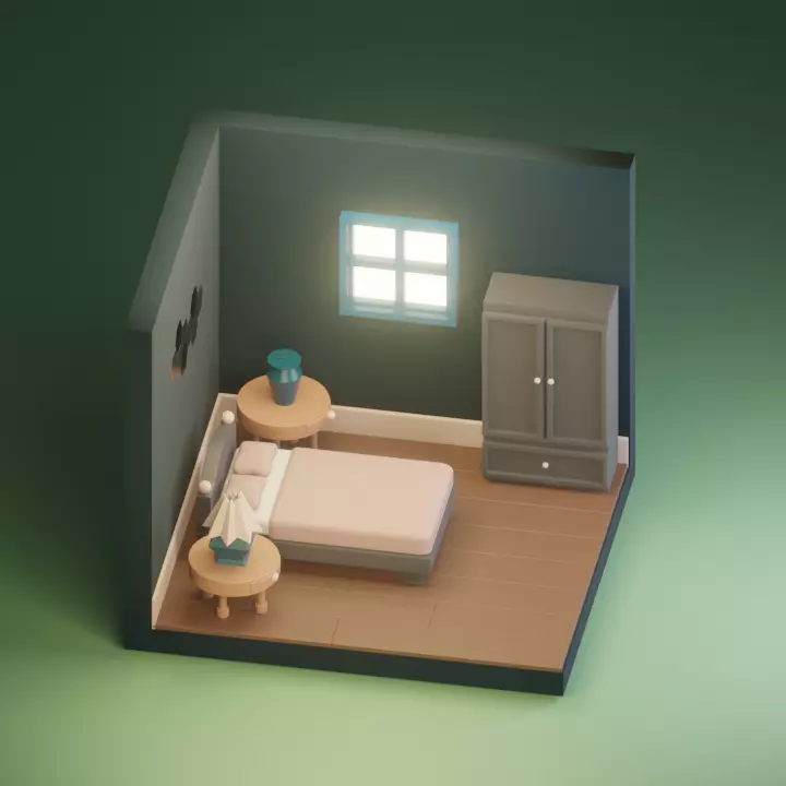 istomatic room with simple design  Low-poly 3D model_0