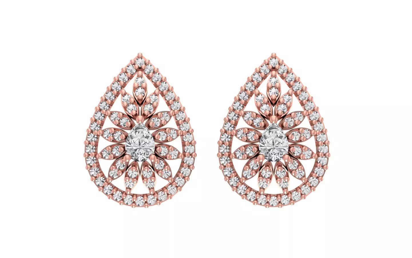 Women Earrings 3dm STL OBJ FBX Renders Details 3D print model_0