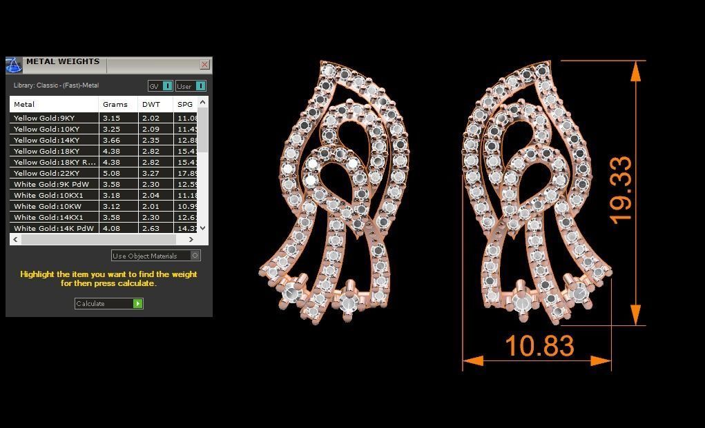 Women Earrings 3dm STL OBJ FBX Renders Details 3D print model_3