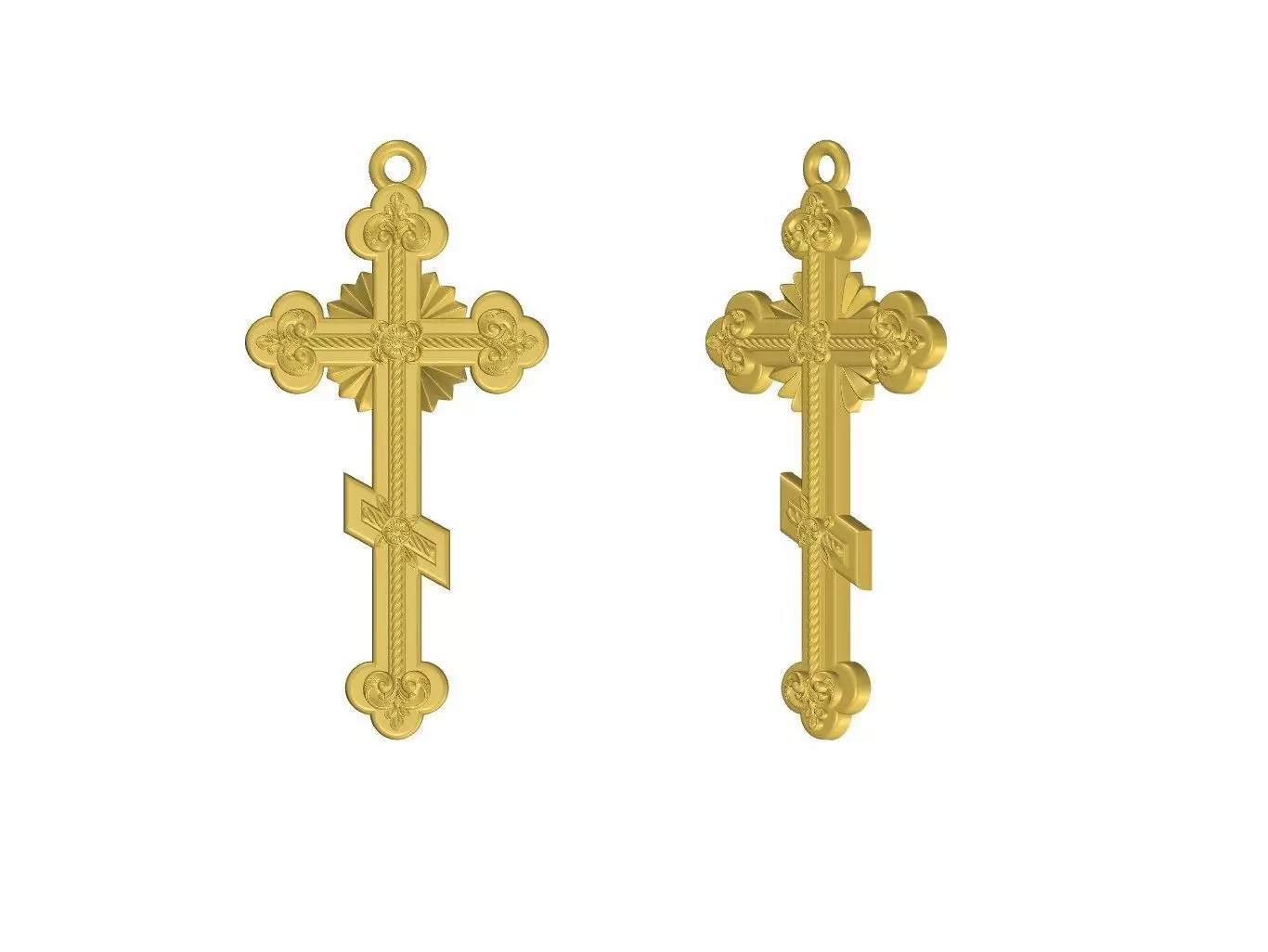 Beautiful Cross Floral Antique Pendant for Silver Casting 3D print model_0