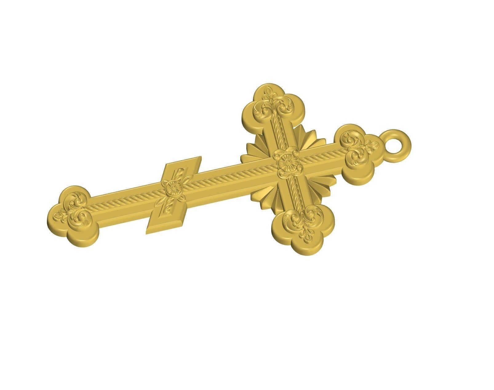 Beautiful Cross Floral Antique Pendant for Silver Casting 3D print model_1