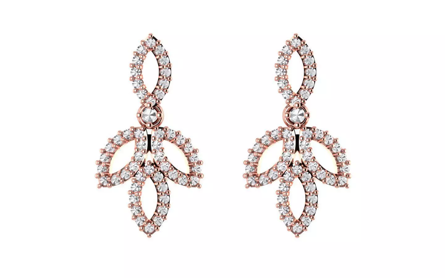 Women Earrings 3dm STL OBJ FBX Renders Details 3D print model_0