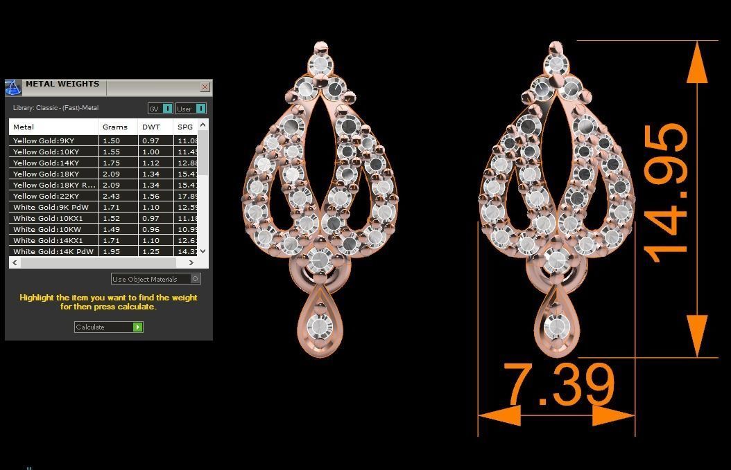 Women Earrings 3dm STL OBJ FBX Renders Details 3D print model_3