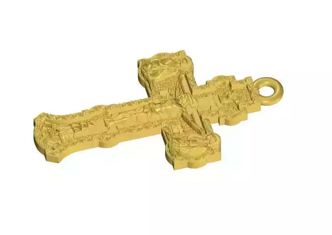 Jesus Christ Cross Engraved Antique Pendant Design 