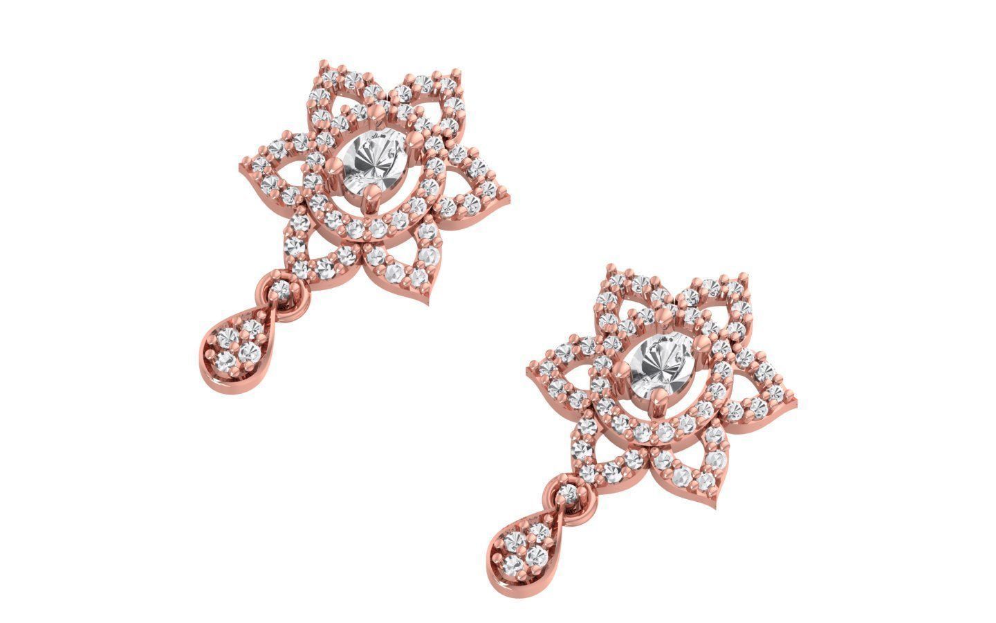 Women Earrings 3dm STL OBJ FBX Renders Details 3D print model_1