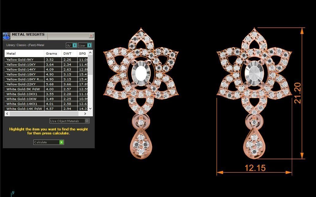 Women Earrings 3dm STL OBJ FBX Renders Details 3D print model_3