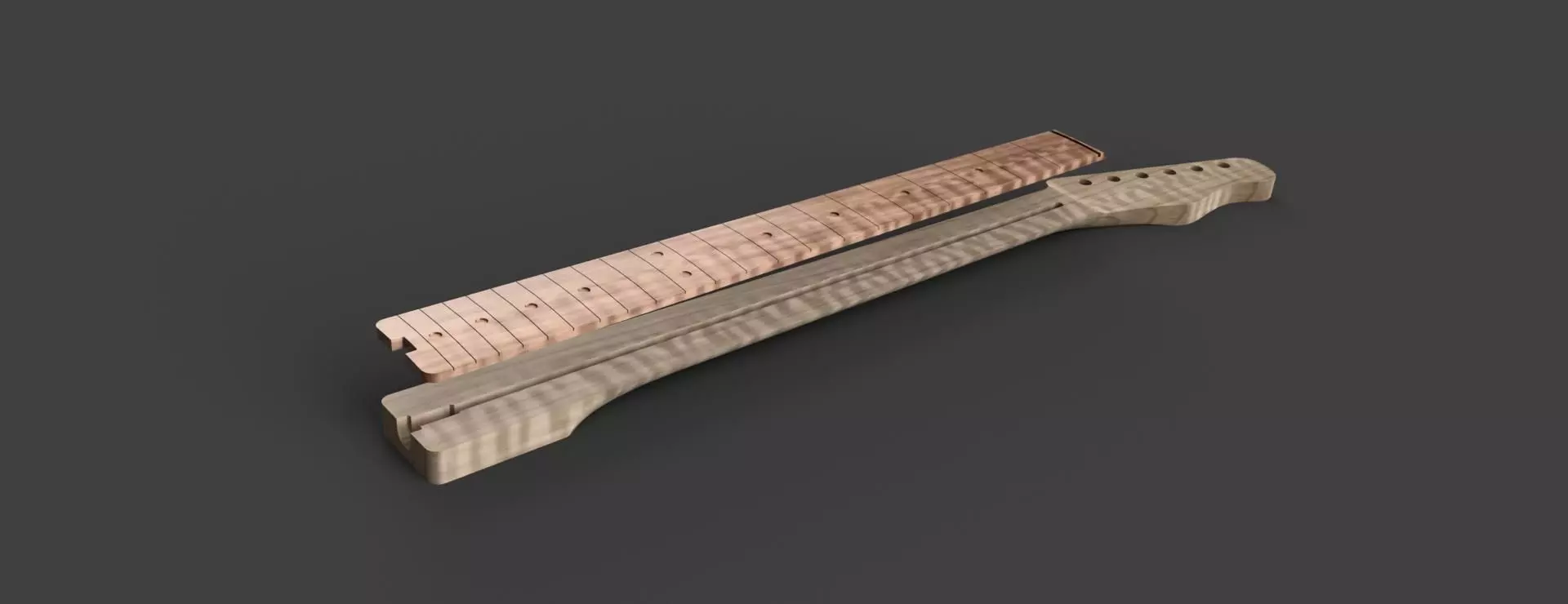 CNC Fender Telecaster Guitar Neck 3D CAD Model 3D model_0