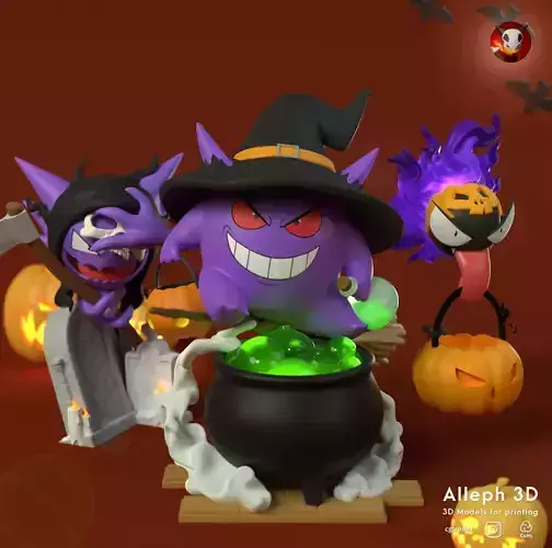 pokemon gastly evolution pack halloween 3D print model