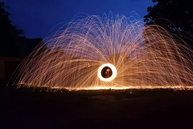 Shuriken person doing firework at night 3D model