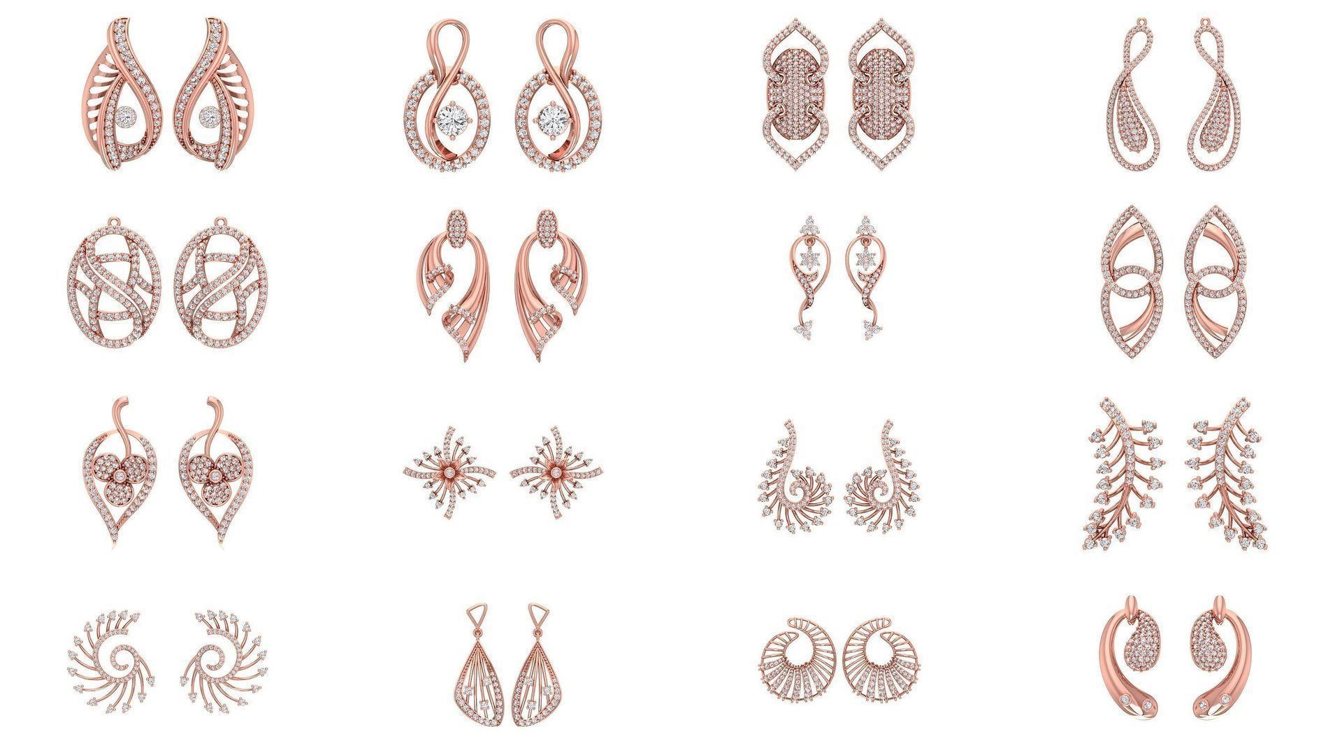 1030 Women Earrings 3dm STL OBJ FBX Renders Details Collection _15