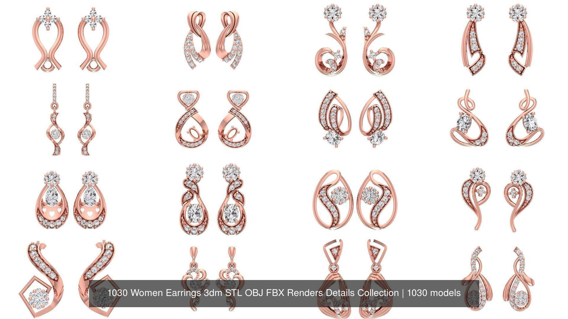 1030 Women Earrings 3dm STL OBJ FBX Renders Details Collection _100