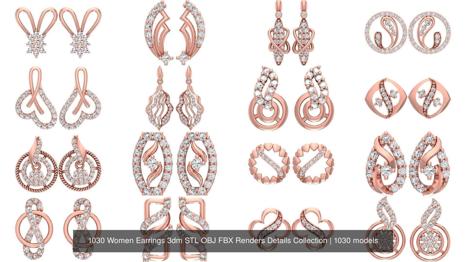 1030 Women Earrings 3dm STL OBJ FBX Renders Details Collection _110