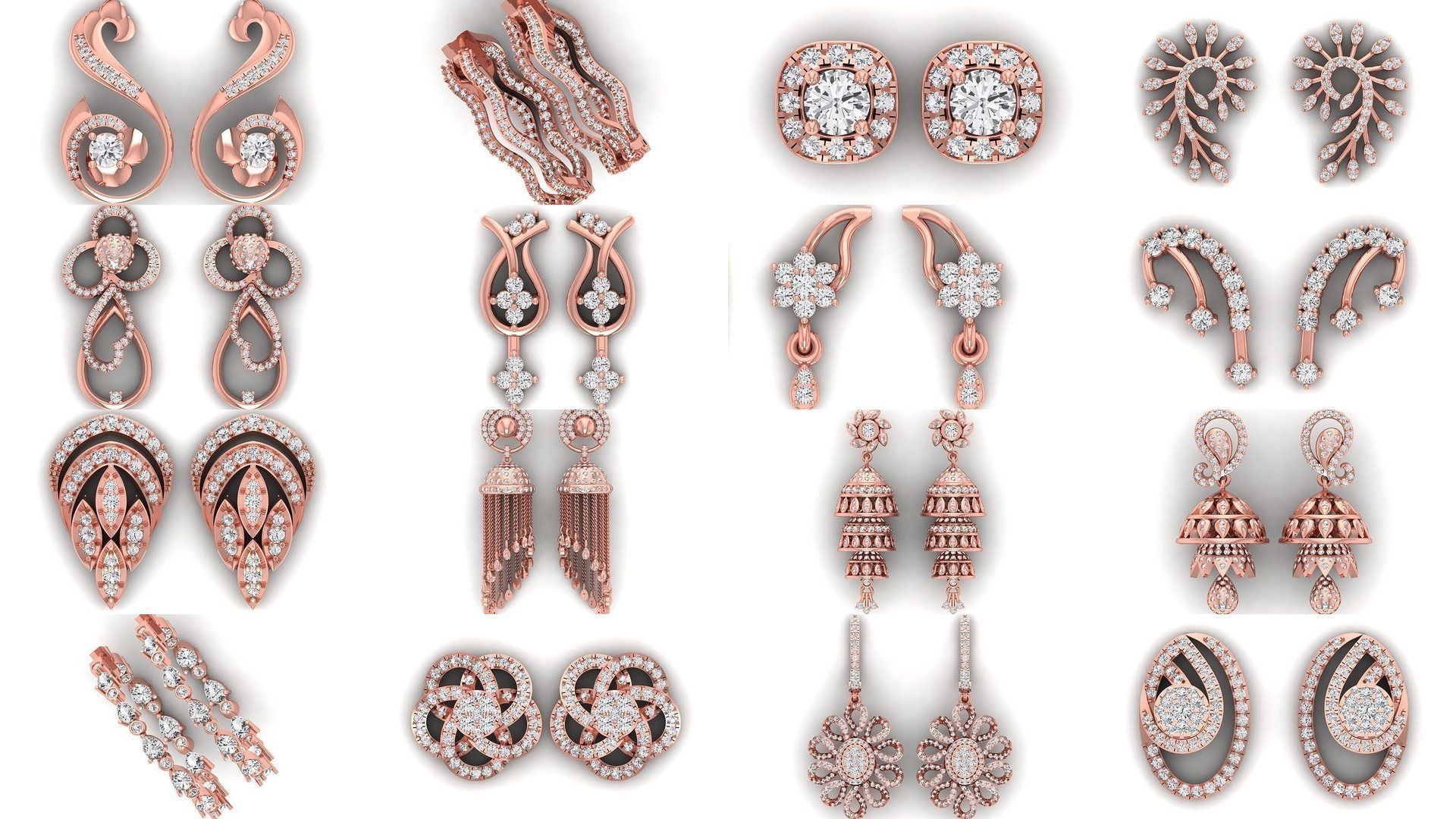 1030 Women Earrings 3dm STL OBJ FBX Renders Details Collection _95