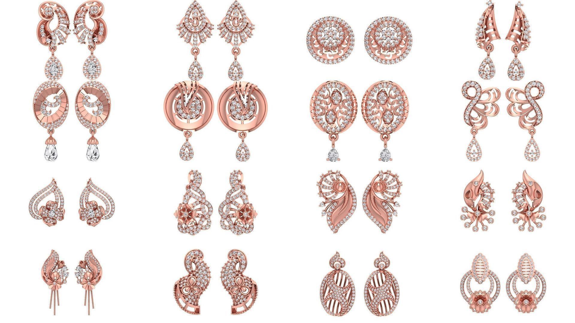 1030 Women Earrings 3dm STL OBJ FBX Renders Details Collection _119