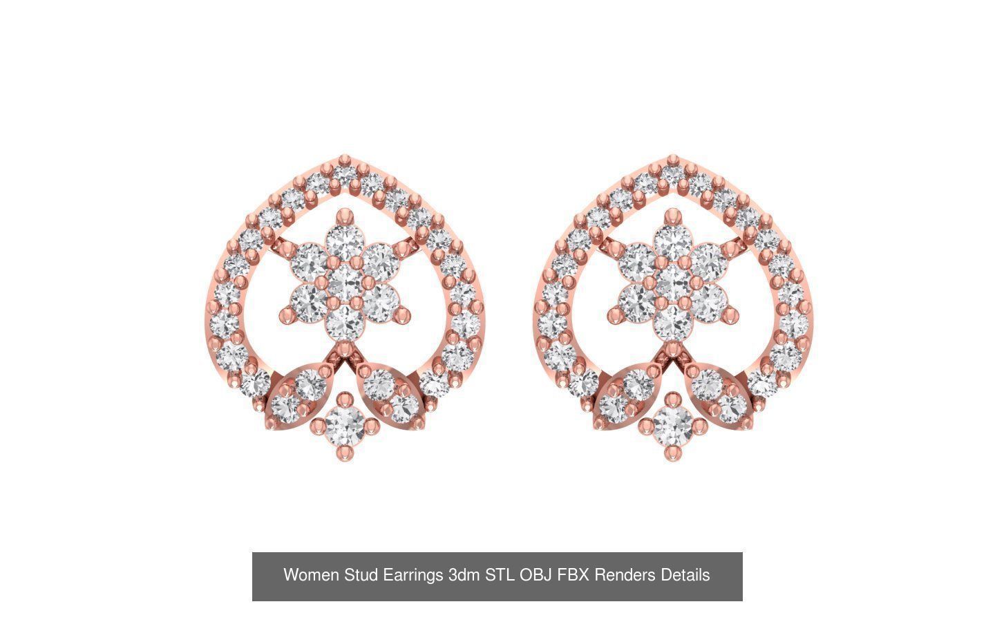 1030 Women Earrings 3dm STL OBJ FBX Renders Details Collection _125