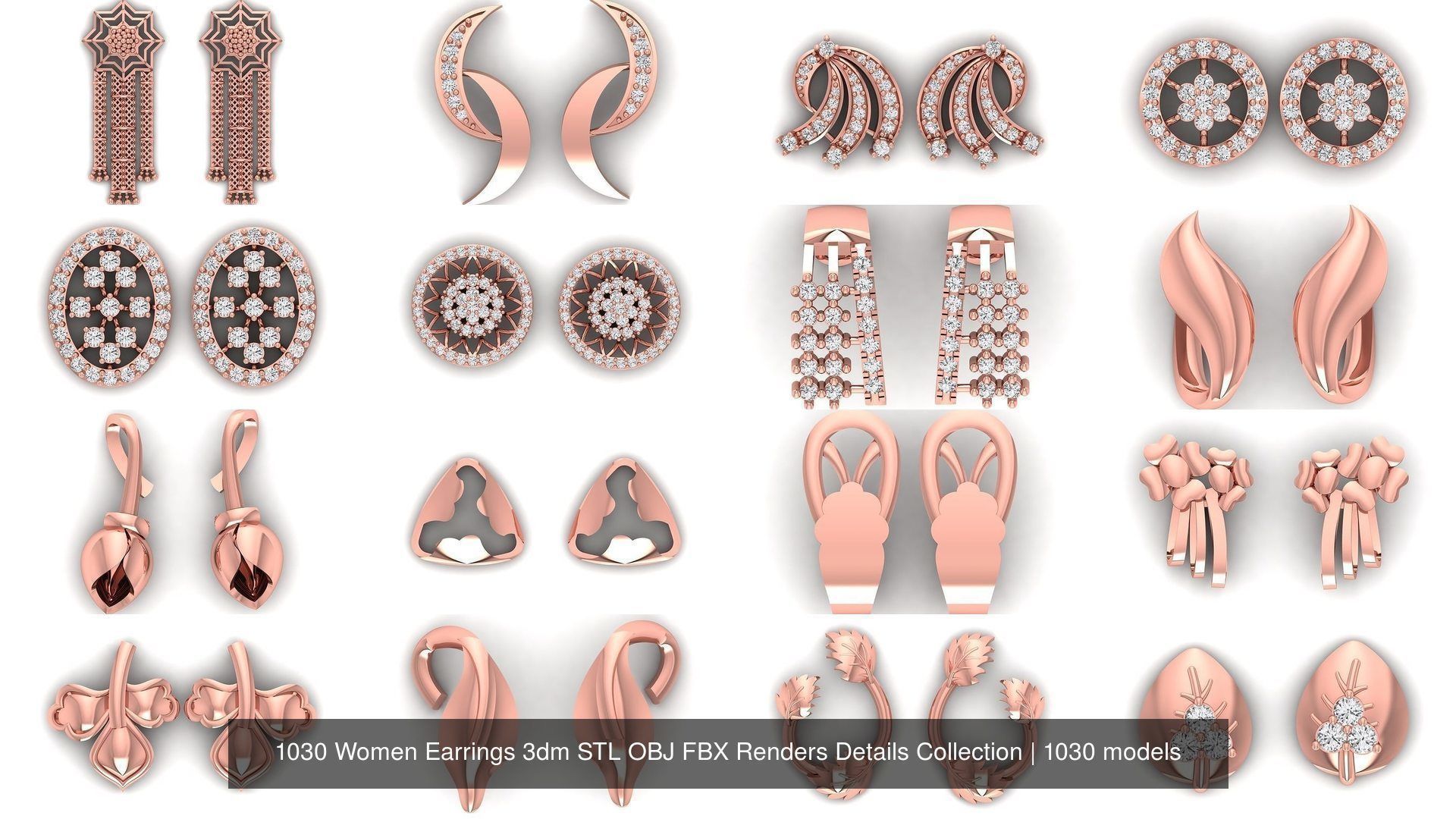 1030 Women Earrings 3dm STL OBJ FBX Renders Details Collection _86