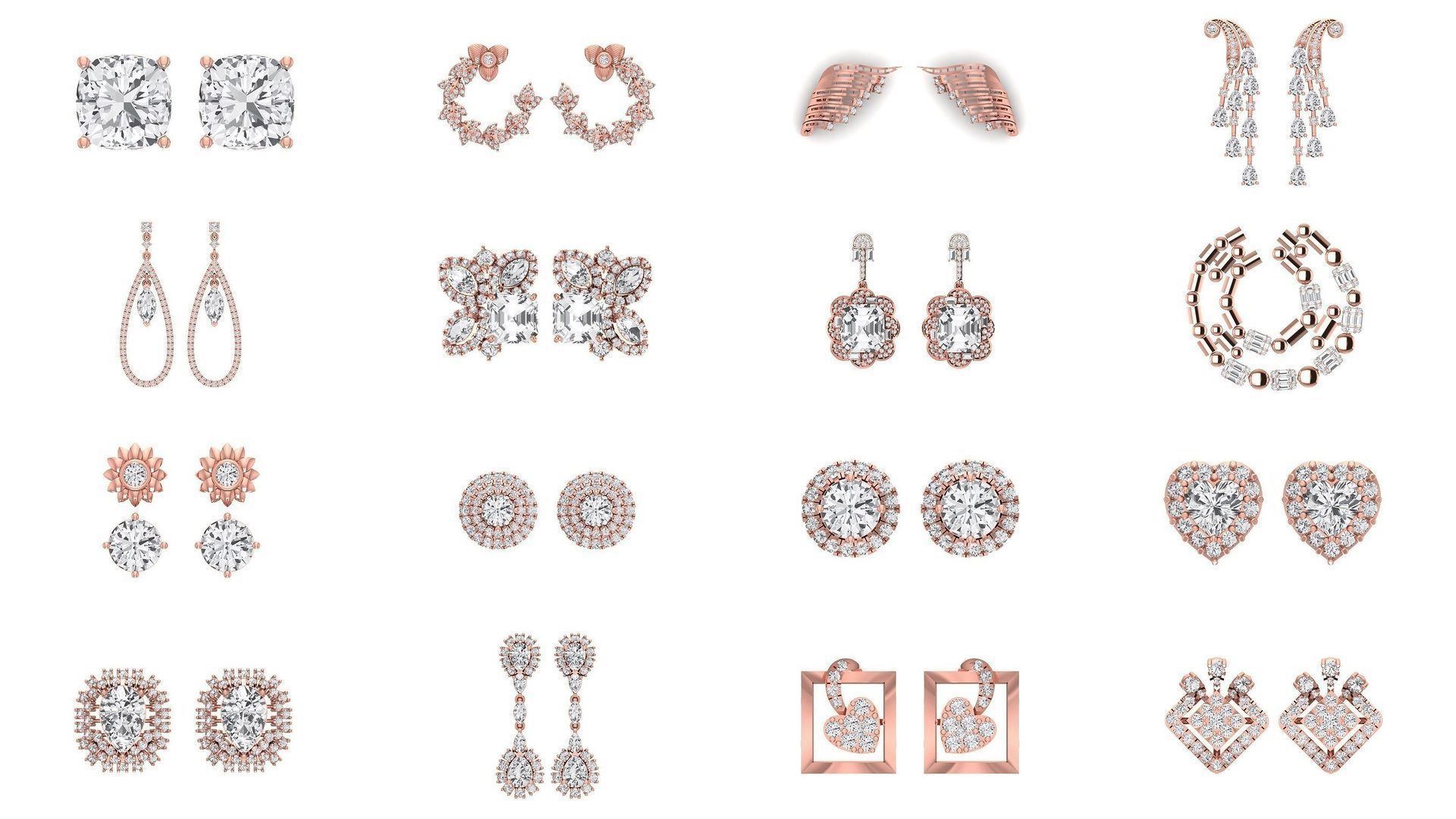 1030 Women Earrings 3dm STL OBJ FBX Renders Details Collection _31