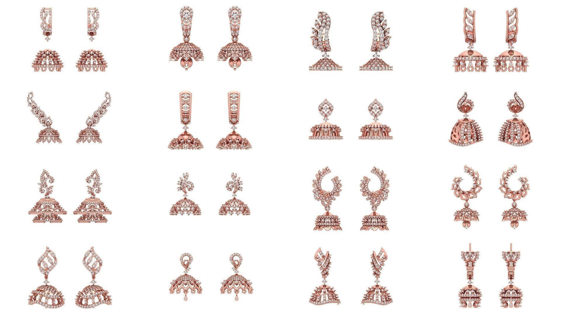 1030 Women Earrings 3dm STL OBJ FBX Renders Details Collection _140