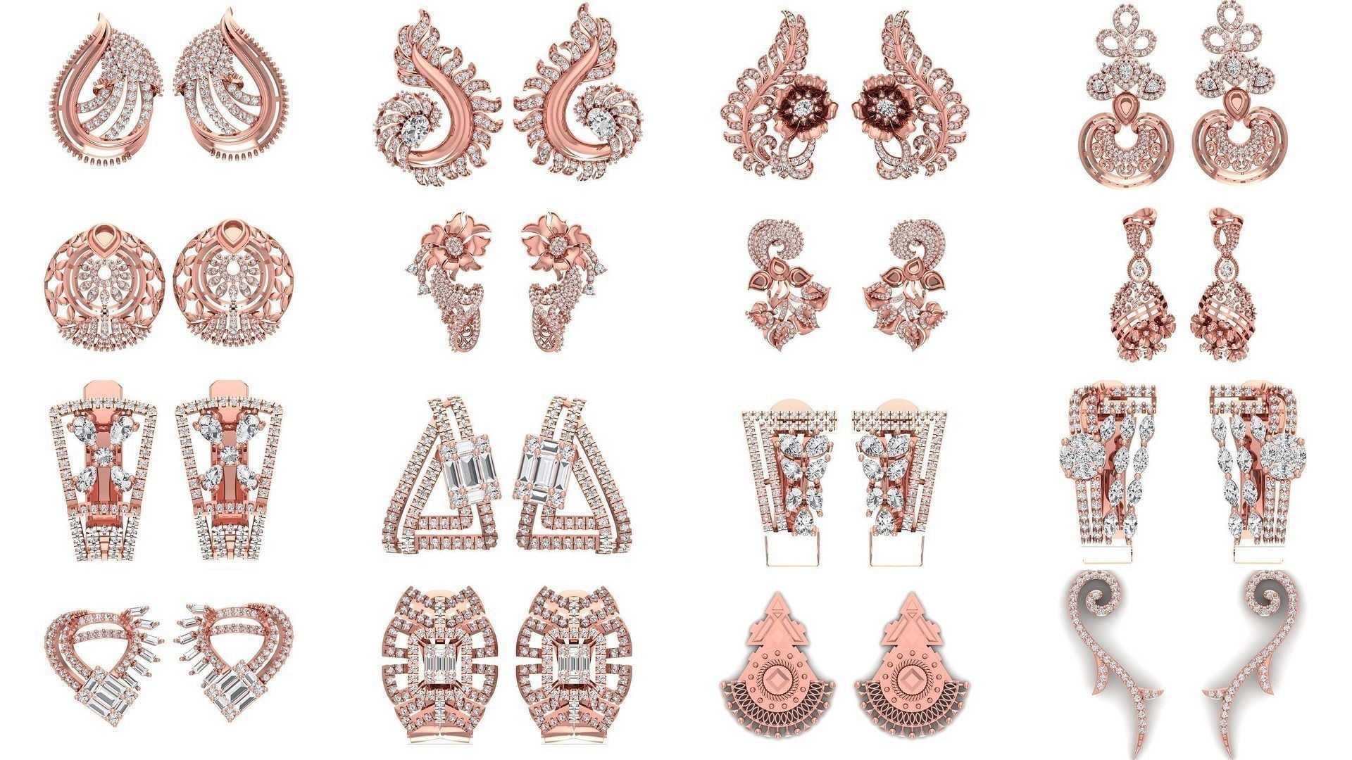 1030 Women Earrings 3dm STL OBJ FBX Renders Details Collection _136