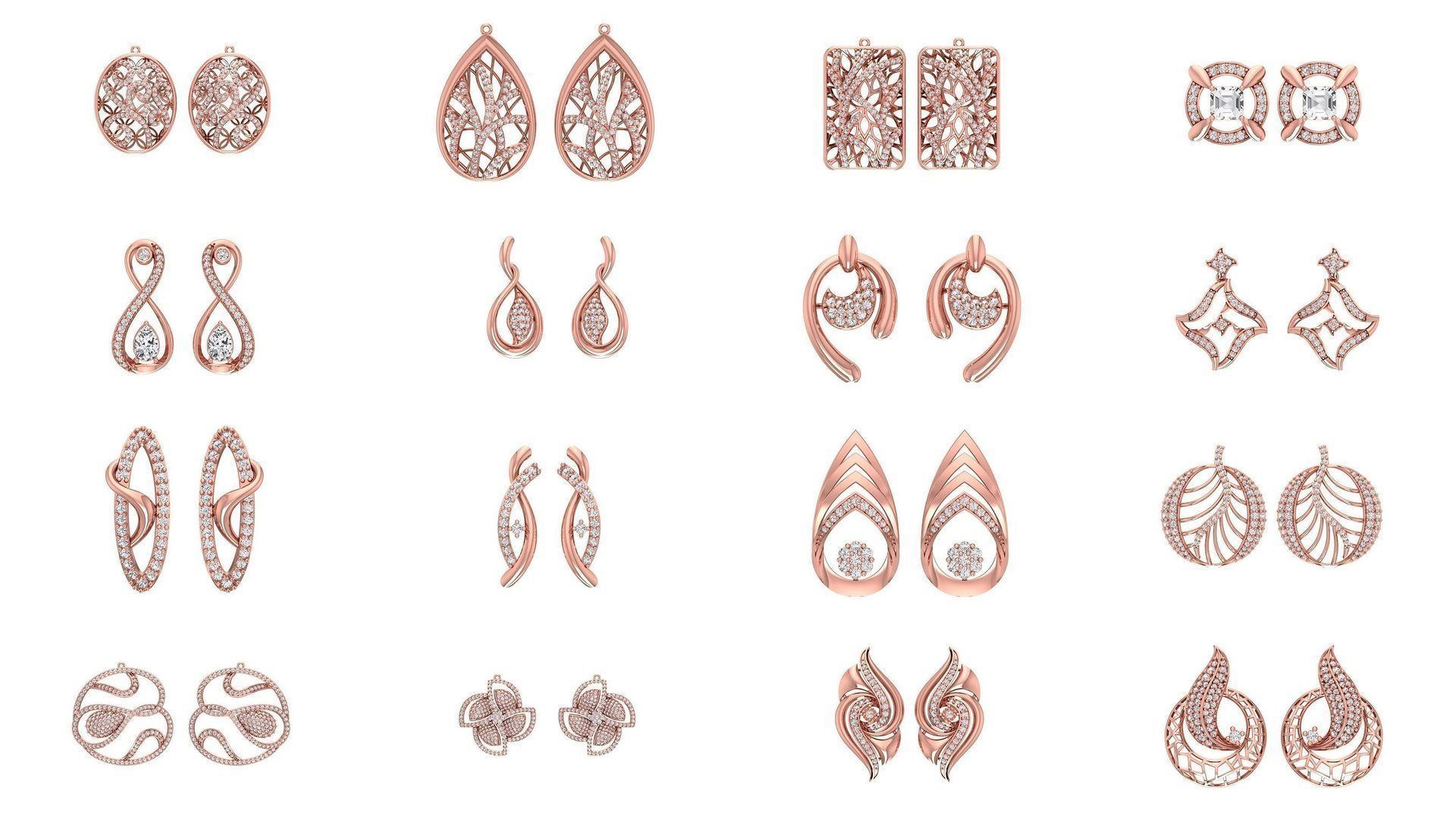1030 Women Earrings 3dm STL OBJ FBX Renders Details Collection _17
