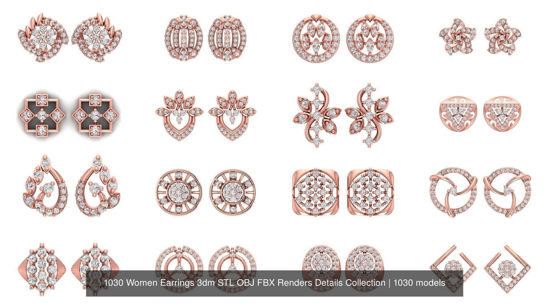 1030 Women Earrings 3dm STL OBJ FBX Renders Details Collection _8