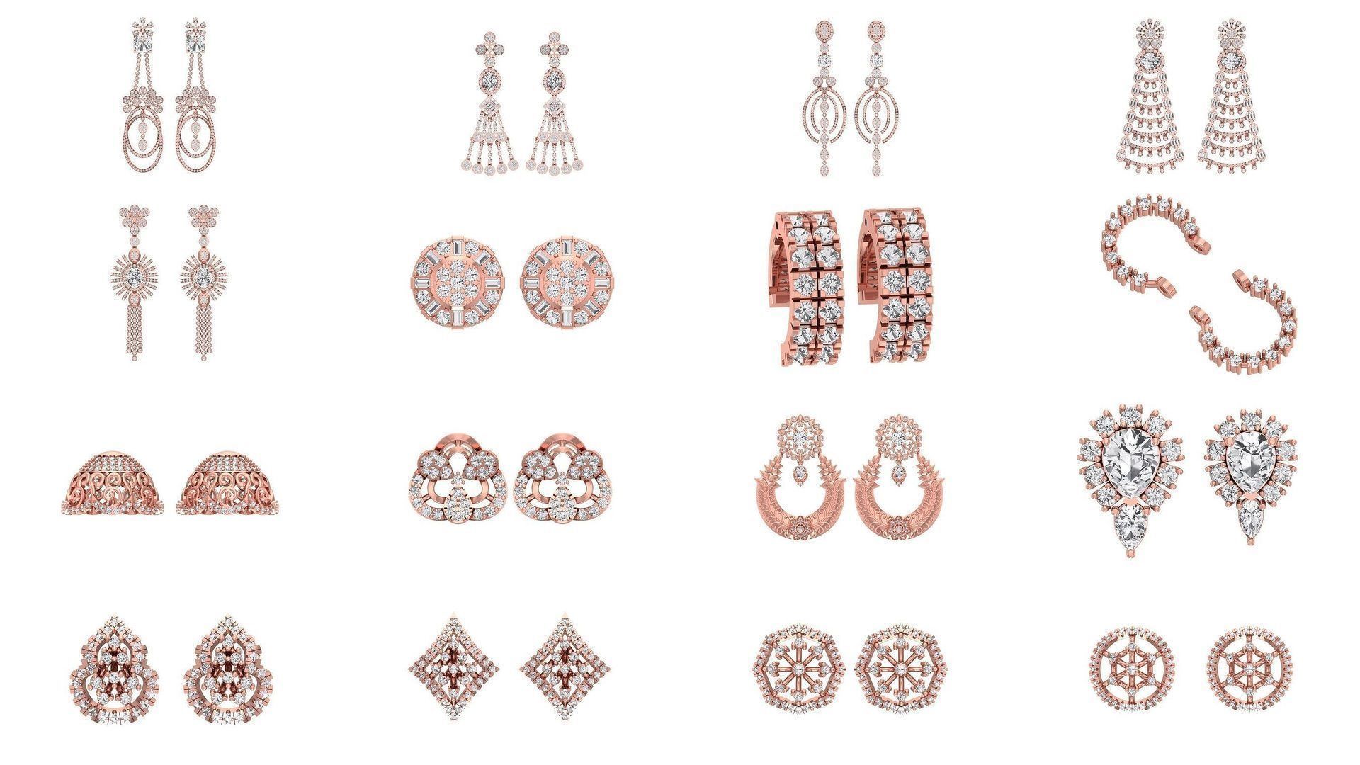 1030 Women Earrings 3dm STL OBJ FBX Renders Details Collection _39