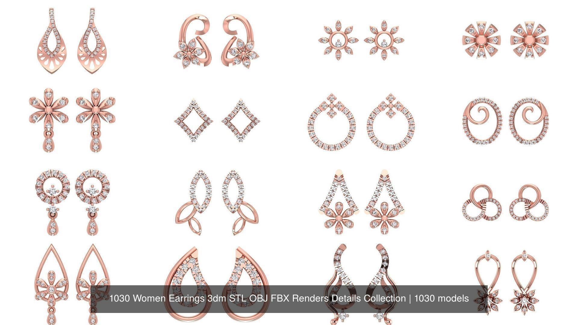 1030 Women Earrings 3dm STL OBJ FBX Renders Details Collection _48