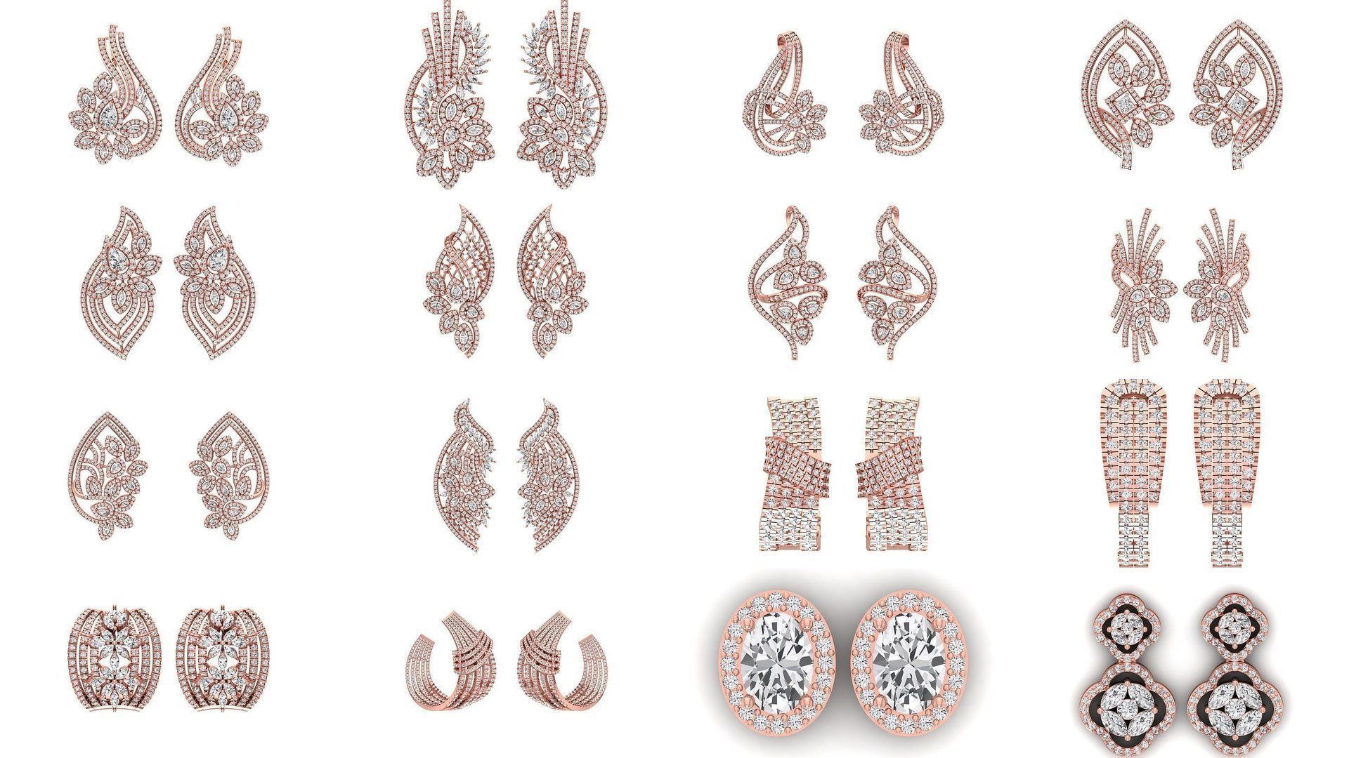 1030 Women Earrings 3dm STL OBJ FBX Renders Details Collection _79