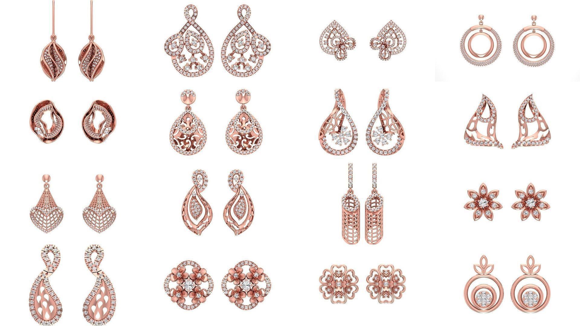 1030 Women Earrings 3dm STL OBJ FBX Renders Details Collection _51