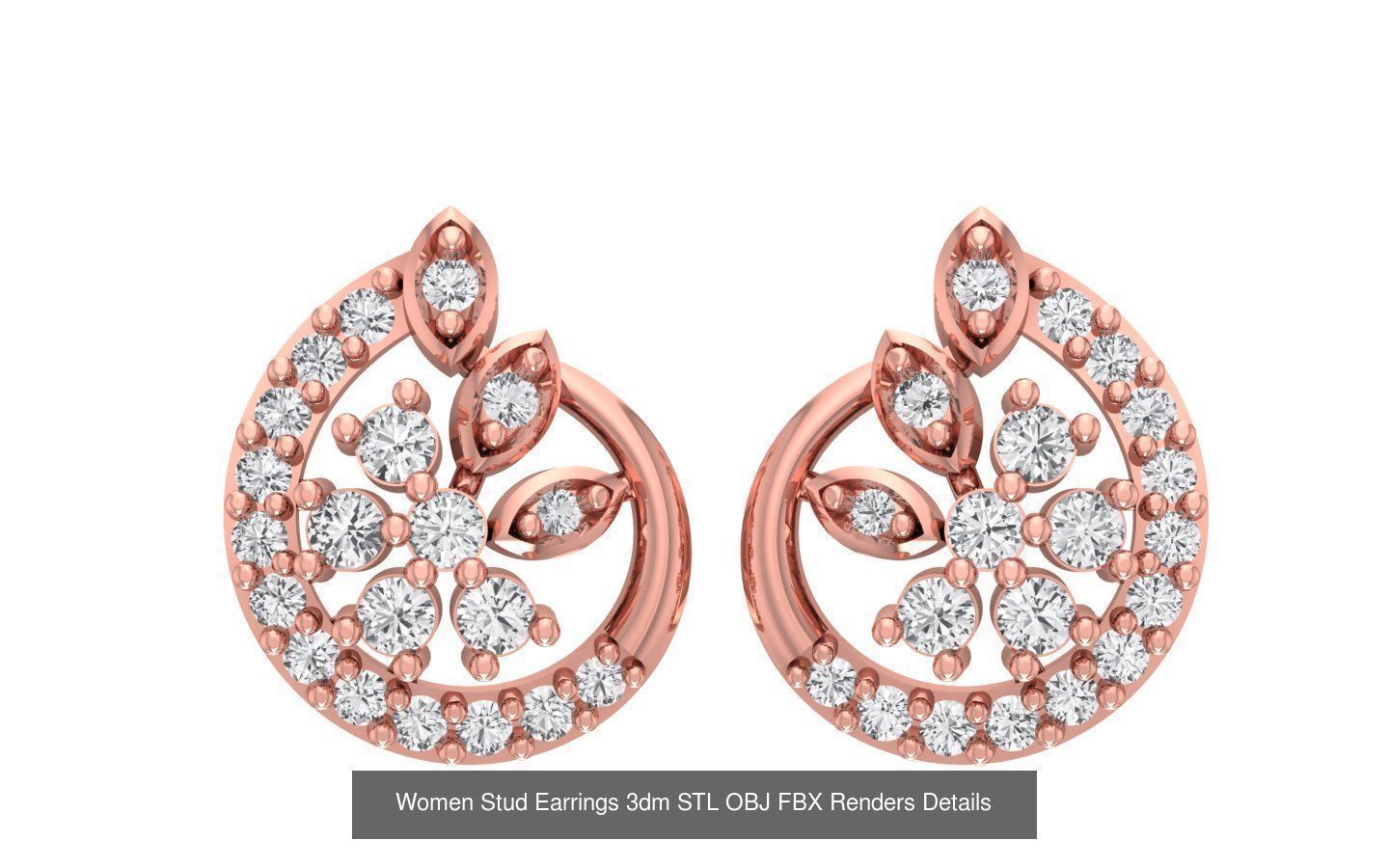 1030 Women Earrings 3dm STL OBJ FBX Renders Details Collection _69
