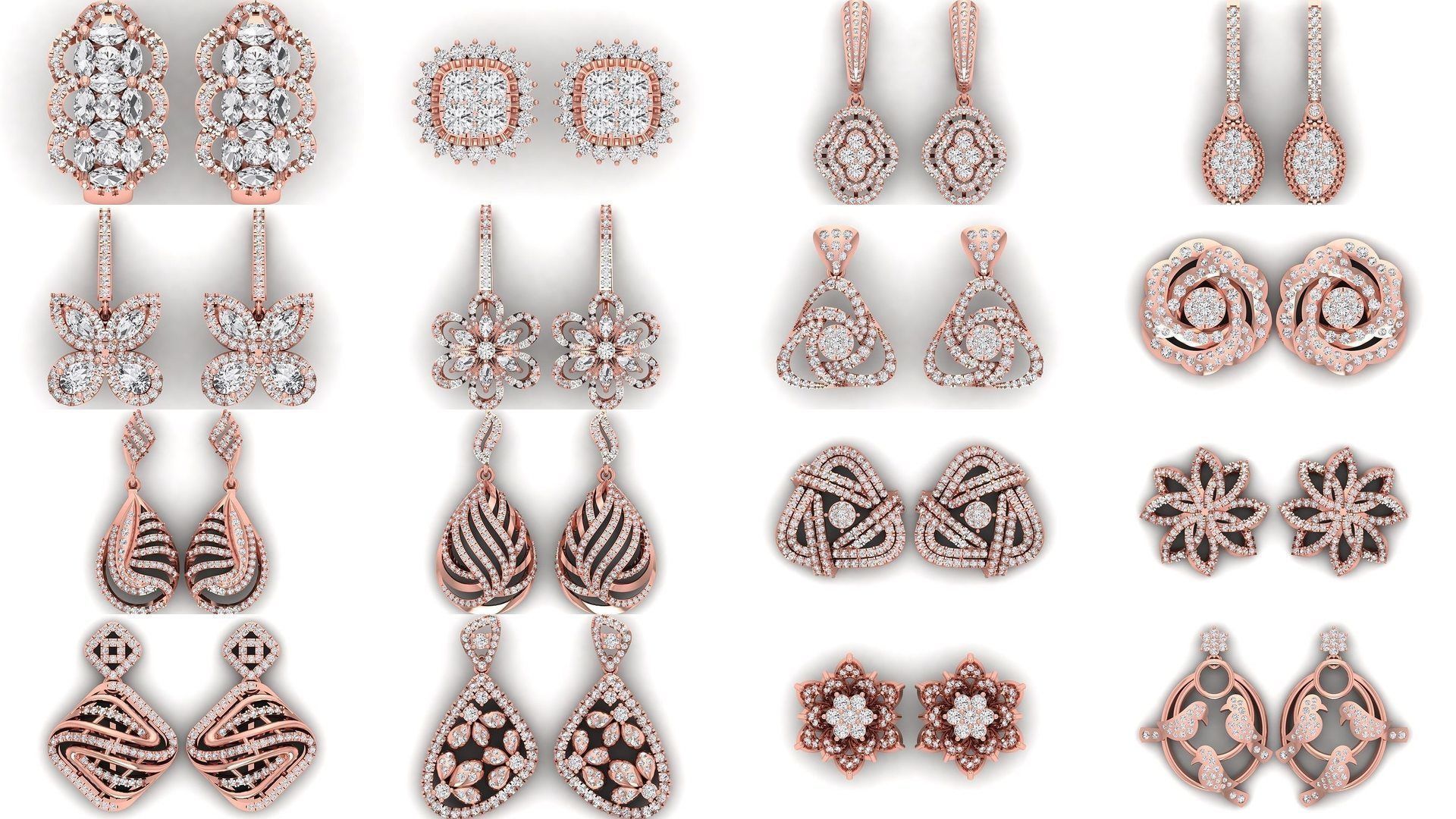 1030 Women Earrings 3dm STL OBJ FBX Renders Details Collection _83