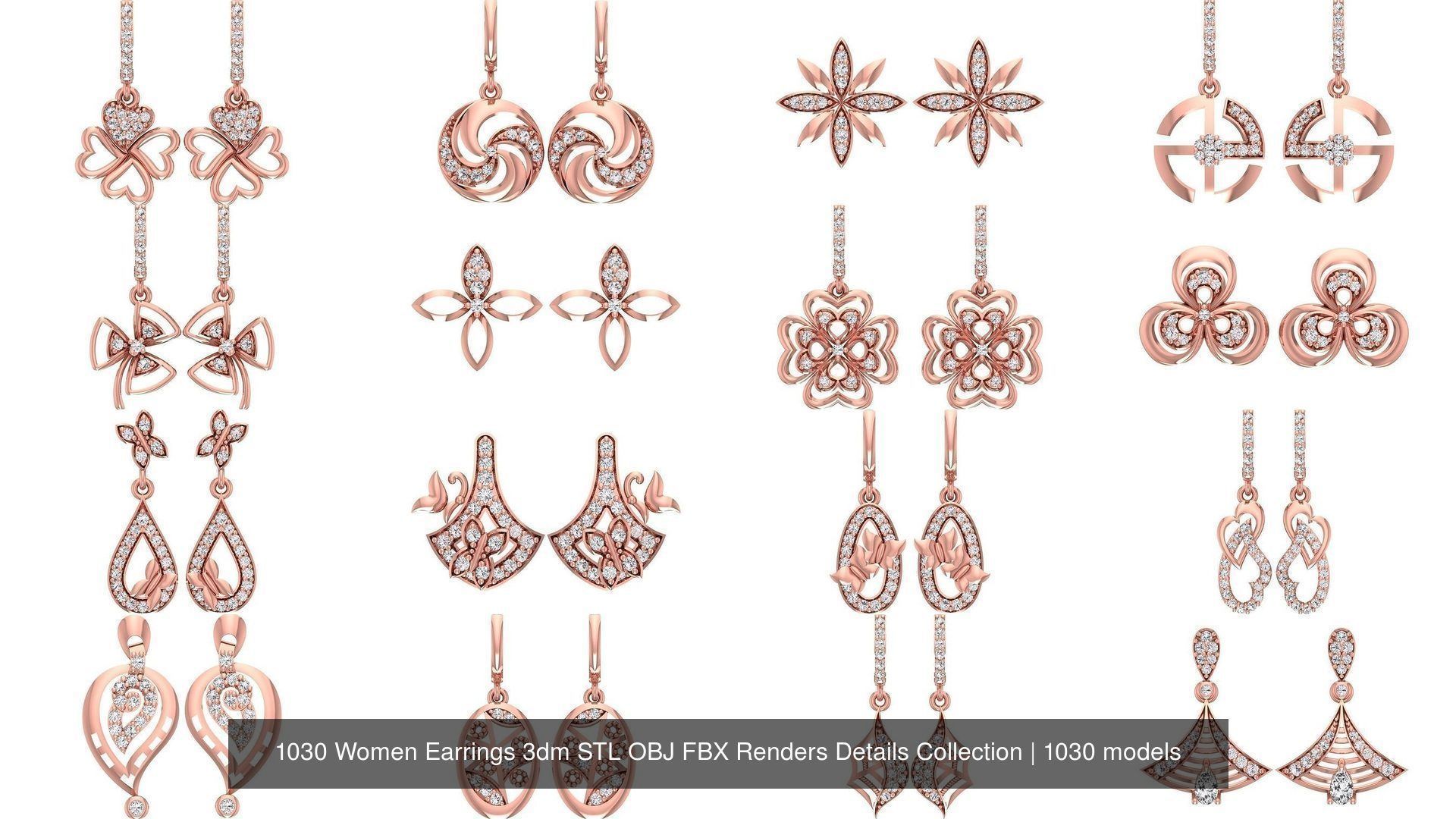1030 Women Earrings 3dm STL OBJ FBX Renders Details Collection _118