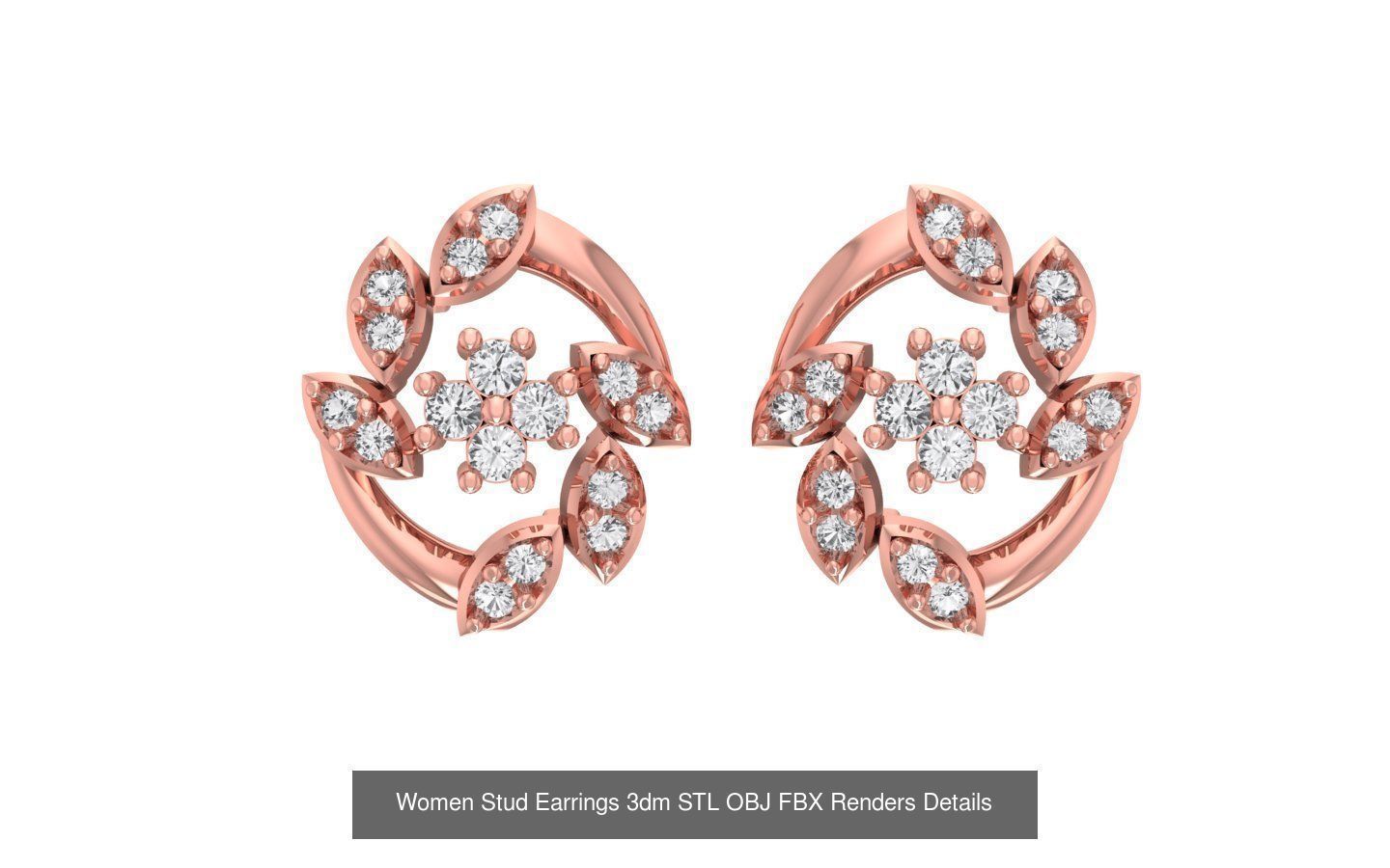 1030 Women Earrings 3dm STL OBJ FBX Renders Details Collection _89